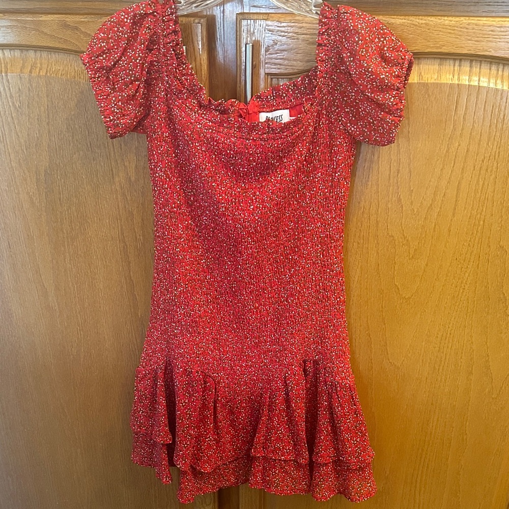 Princess Polly Red Floral Puff Sleeve Dress